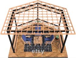 Floating Deck 4x4 Partial Hexagon Pergola Gazebo DIY Kit