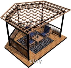 Floating Deck 4x4 Partial Hexagon Pergola Gazebo DIY Kit