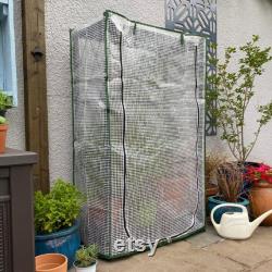 Foldable Mini Greenhouse Cold Frame for Patio Balcony Garden Portable Flat Folding Free Standing Tomato Grow Cage with Removable Shelves