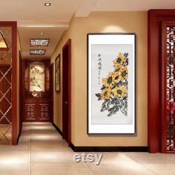 Freihand-Sonnenblumen-Dekorationsmalerei, handgemalte Pinselmalerei