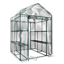 Full DIY Green House Kit, (Materials instructions) WALK-IN 2 Tier 8 Shelf Portable Lawn and Garden Greenhouse(56 W x 56 D x 76 H)