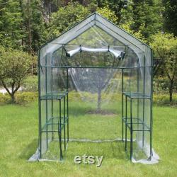 Full DIY Green House Kit, (Materials instructions) WALK-IN 2 Tier 8 Shelf Portable Lawn and Garden Greenhouse(56 W x 56 D x 76 H)