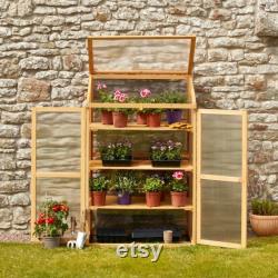 Garden Grow 3 Tier Polycarbonate Wooden Cold Frame Greenhouse Outdoor Shelter