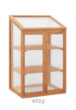 Garden Portable Greenhouse Wooden Cold Frame, Raised Planter Bed Flower Shelves Protection (Gray or Orange)