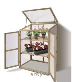 Garden Portable Wooden Cold Frame Greenhouse Raised Flower Planter Protection (30.0 X22.4 X42.9 )