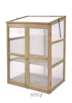 Garden Portable Wooden Cold Frame Greenhouse Raised Flower Planter Protection (30.0 X22.4 X42.9 )