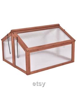 Garden Portable Wooden Cold Frame Greenhouse Raised Flower Planter Protection (35.4 X31.3 X23.0 )