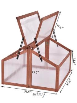 Garden Portable Wooden Cold Frame Greenhouse Raised Flower Planter Protection (35.4 X31.3 X23.0 )