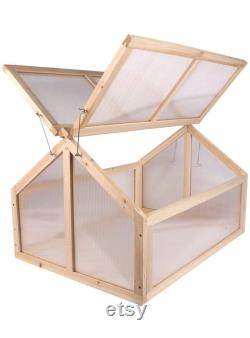 Garden Portable Wooden Cold Frame Greenhouse, Raised Planter Protection Box, for Indoor and Outdoor (31 L x 23 W x 20 H)