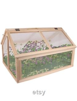 Garden Portable Wooden Cold Frame Greenhouse, Raised Planter Protection Box, for Indoor and Outdoor (31 L x 23 W x 20 H)
