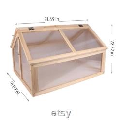 Garden Portable Wooden Cold Frame Greenhouse, Raised Planter Protection Box, for Indoor and Outdoor (31 L x 23 W x 20 H)