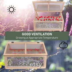 Garden Portable Wooden Cold Frame Greenhouse, Raised Planter Protection Box, for Indoor and Outdoor (31 L x 23 W x 20 H)