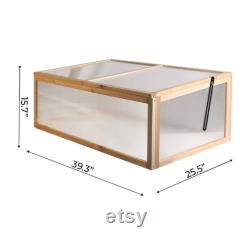 Garden Portable Wooden Cold Frame Greenhouse, Raised Planter Protection Box, for Indoor and Outdoor (39 L x 25 W x 15 H)