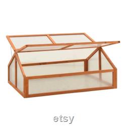 Garden Portable Wooden Greenhouse Cold Frame, Planter Box, Raised Plants Bed Protection (Gray or Orange)