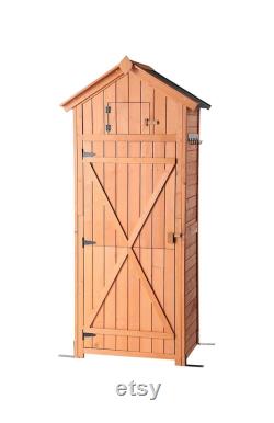 Garden Storage Shed Garden Tool Storage Cabinet Lockable Arrow Wooden Storage Sheds Organizer for Home, Yard, Outdoor