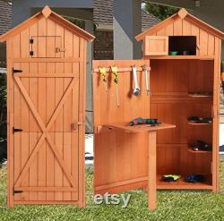 Garden Storage Shed Garden Tool Storage Cabinet Lockable Arrow Wooden Storage Sheds Organizer for Home, Yard, Outdoor