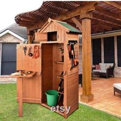 Garden Storage Shed Garden Tool Storage Cabinet Lockable Arrow Wooden Storage Sheds Organizer for Home, Yard, Outdoor