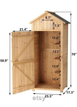 Garden Storage Shed Outdoor Wooden Tool Storage Cabinet Arrow Tool Shed Organizer Fir Wood Lockers for Home, Lawn, Yard