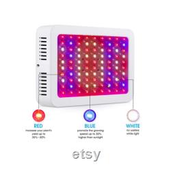 Giixer 1000W LED Grow Light double switch and Two Chip Full Spectrum Indoor Hydroponic Plants Vegetables and Flowers 10W LEDs 100 Pieces