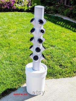 Gray 20 cups Hydroponic tower . Growing system for 20 cups four-way cup modules. Complete hydroponic tower, 3D printed from PETG in gray.