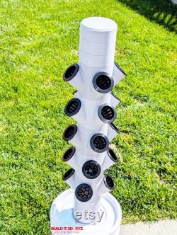 Gray 20 cups Hydroponic tower . Growing system for 20 cups four-way cup modules. Complete hydroponic tower, 3D printed from PETG in gray.