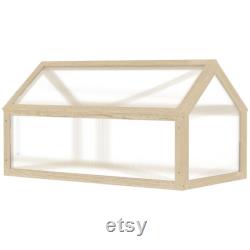 Greenhouse Natural Wooden Cold Frame Greenhouse with Polycarbonate Grow House for Garden