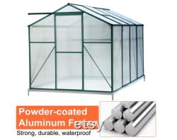 Greenhouse Polycarbonate Outdoor Garden Greenhouse Walk-in Portable 8'(L) x6'(W) x6.6'(H) Adjustable Roof Hot House