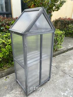 Grey Wooden Cold Frame Raised Planter Greenhouse Bed