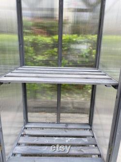 Grey Wooden Cold Frame Raised Planter Greenhouse Bed