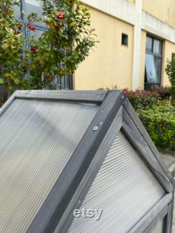 Grey Wooden Cold Frame Raised Planter Greenhouse Bed