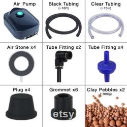 Grow1 Deep Water Culture (DWC) 4 Bucket with Reservoir Complete Hydroponic Kit