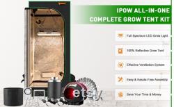 Grow Tent Kit Complete 3.3x3.3ft LED Grow Light Dimmable Full Spectrum Indoor Grow Tent Kit 24 x24 x55 Grow Tent with 4 Inch Ventilation Kit