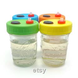 Half-Pint Liquid Culture Solution Jars with Magnetic Stir bar, Leak-proof Plastic Lids, Assorted Colors, 0.22 m Filter, Self-healing Port