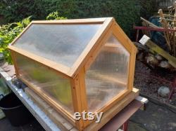 Handcrafted SOLID Wooden Weatherproof Outdoor Cold Frame Greenhouse with Polycarbonate Shelter for Garden Vegetables and Plants 90 x 50cm