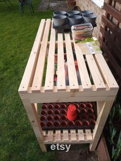 Heavy Duty Greenhouse wooden Staging and Potting Bench