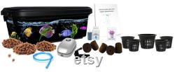 Hydroponic garden kit, 19 pieces. BPA-free air pump, air stone, mesh pots, spigot, pebbles,plugs, organic nutrients, organic seeds and more.