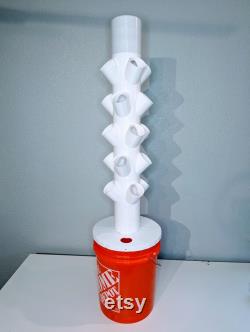 Hydroponic tower system for 20 cups four-way cup modules.