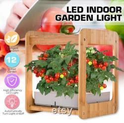 Indoor Gardening Growth Light With Bamboo Frame Plant Grow Box Cabinet Hydroponic Planter Water Hydroponic Garden System Kit