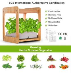 Indoor Gardening Growth Light With Bamboo Frame Plant Grow Box Cabinet Hydroponic Planter Water Hydroponic Garden System Kit