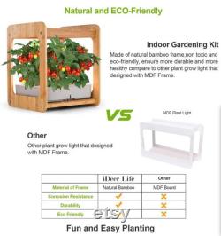 Indoor Gardening Growth Light With Bamboo Frame Plant Grow Box Cabinet Hydroponic Planter Water Hydroponic Garden System Kit