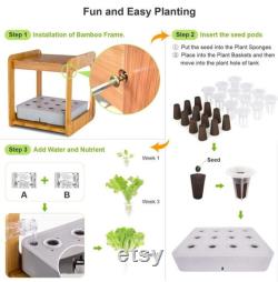 Indoor Gardening Growth Light With Bamboo Frame Plant Grow Box Cabinet Hydroponic Planter Water Hydroponic Garden System Kit