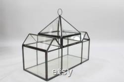 Indoor Greenhouse, Tabletop Metal and Glass Greenhouse, Planter, Terrarium, 3 Peek House, Vintage Metal Glass Greenhouse, Free USA Ship