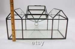 Indoor Greenhouse, Tabletop Metal and Glass Greenhouse, Planter, Terrarium, 3 Peek House, Vintage Metal Glass Greenhouse, Free USA Ship