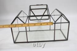 Indoor Greenhouse, Tabletop Metal and Glass Greenhouse, Planter, Terrarium, 3 Peek House, Vintage Metal Glass Greenhouse, Free USA Ship