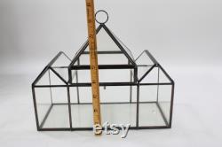 Indoor Greenhouse, Tabletop Metal and Glass Greenhouse, Planter, Terrarium, 3 Peek House, Vintage Metal Glass Greenhouse, Free USA Ship