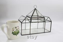 Indoor Greenhouse, Tabletop Metal and Glass Greenhouse, Planter, Terrarium, 3 Peek House, Vintage Metal Glass Greenhouse, Free USA Ship