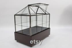 Indoor Greenhouse, Tabletop Metal and Glass Greenhouse, Planter, Terrarium, Glass Roof House, Vintage Metal Glass Greenhouse, Free USA Ship