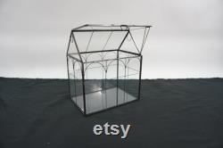 Indoor Greenhouse, Tabletop Metal and Glass Greenhouse, Planter, Terrarium, Glass Roof House, Vintage Metal Glass Greenhouse, Free USA Ship