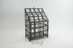 Indoor Greenhouse, Tabletop Metal and Glass Greenhouse, Planter, Terrarium, Glass Roof House, Vintage Metal Glass Greenhouse, Free Ship