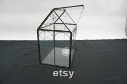 Indoor Greenhouse, Tabletop Metal and Glass Greenhouse, Planter, Terrarium, Glass Roof House, Vintage Metal Glass Greenhouse, Free USA Ship